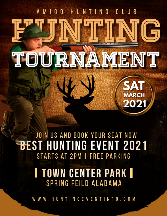 Tan Animal Hunting Competition Flyer Template Pamflet (Letter AS)
