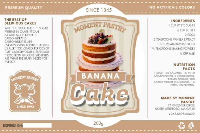 Tan Bakery Cupcake Mix Packing Label Template | PosterMyWall