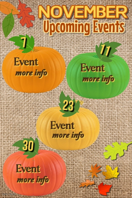 Tan/Orange List-Based November Calendar Poster template