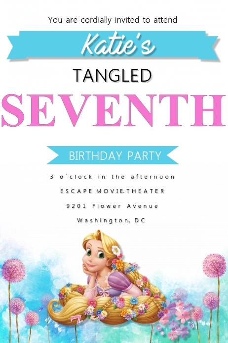 Tangled Birthday Invitation Template Postermywall