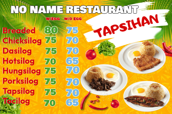 Tapsilogan Style Design Tapsihan Menu Modelo | PosterMyWall