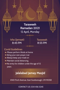 Taraweeh timing and etiquettes poster template