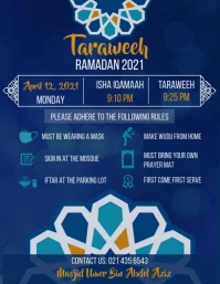 Taraweeh timing and etiquettes poster ใบปลิว (US Letter) template