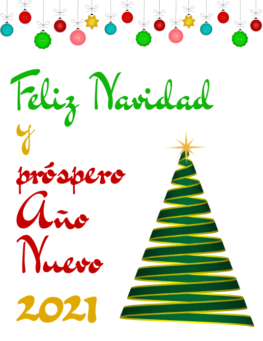 Tarjeta de Feliz Navidad y próspero 2021 Flyer (US Letter) template
