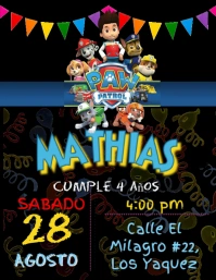 birthday party invitation paw patrol Flyer (US Letter) template