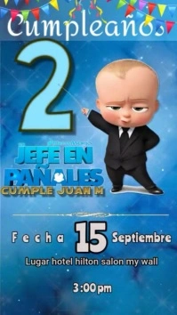 Tarjeta invitacion jefe en pañales cumpleañ Pantalla Digital (9:16) template