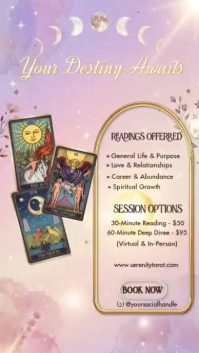 Pink Tarot Reading Digitalt display Template
