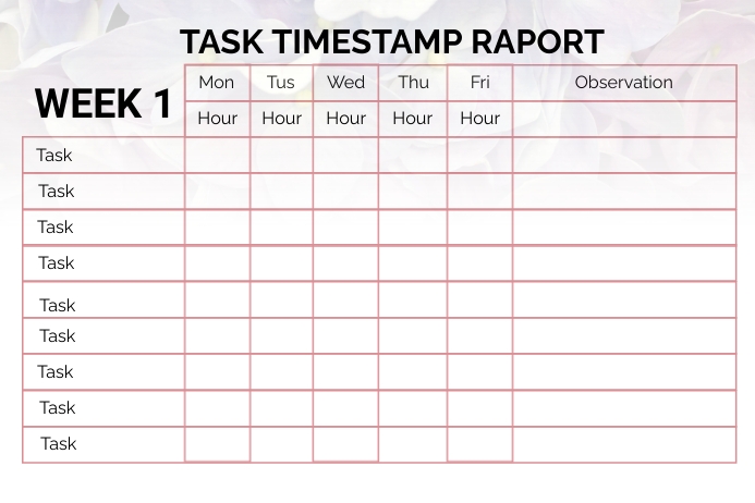 Task timestamp Raport Weekly Template | PosterMyWall