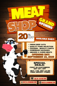 Schwarz Meat Shop Grand Opening Poster Template