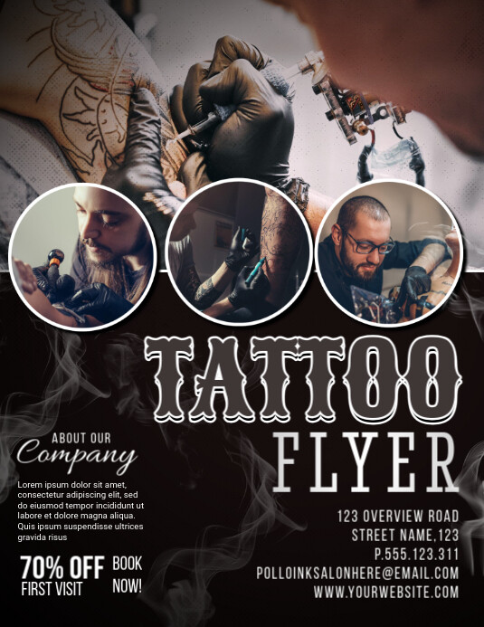 Tattoo Flyer Template Рекламная листовка (US Letter)