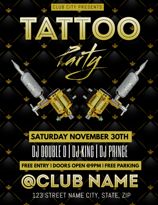 Copy of TATTOO PARTY CLUB FLYER TEMPLATE PosterMyWall