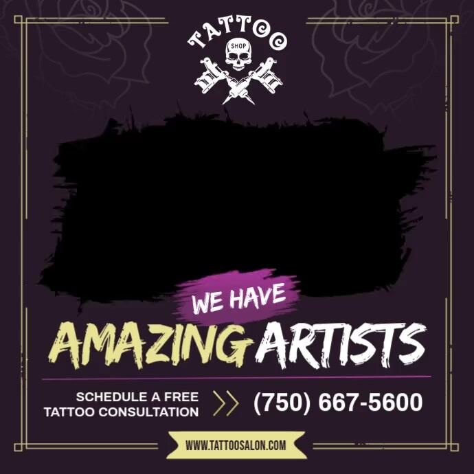 Tattoo Salon Ad Square Video Template PosterMyWall