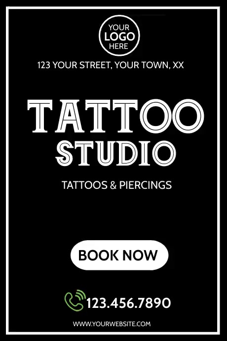 Tattoo studio & Piercings studio poster template