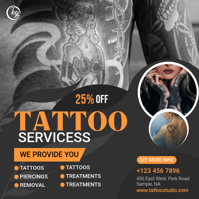 Tattoo Studio Banner ad Template PosterMyWall