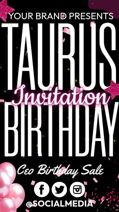 Plantilla de Taurus birthday invitation | PosterMyWall