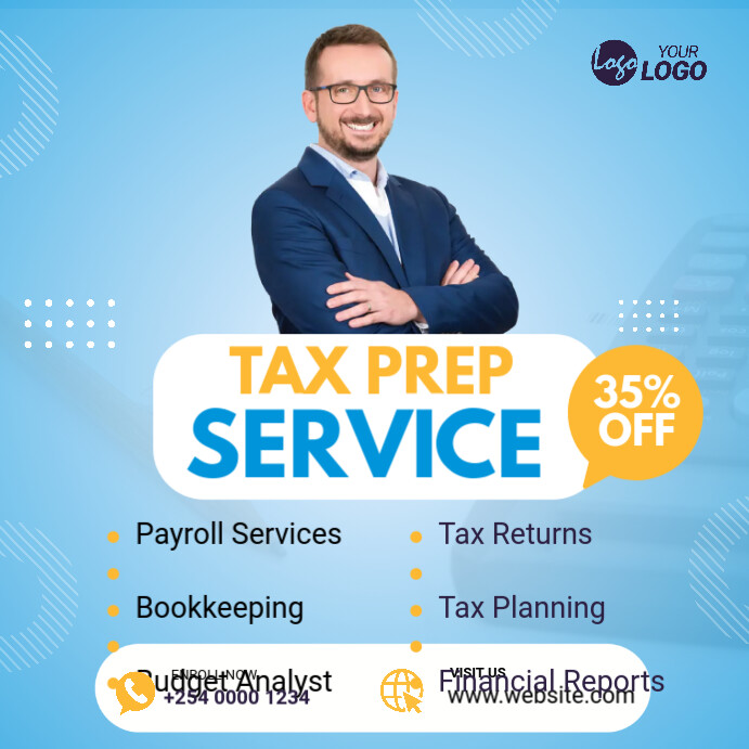 Tax & Prep Service Ad Template | PosterMyWall