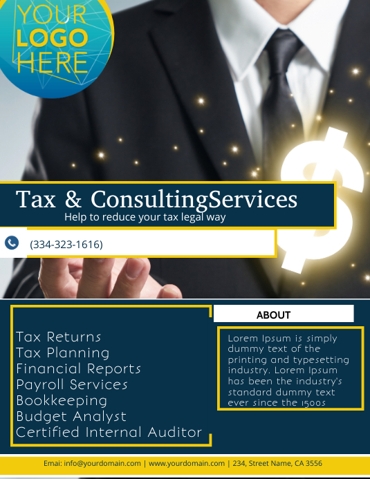 TAX & CONSULTING SERVICES Ulotka (US Letter) template