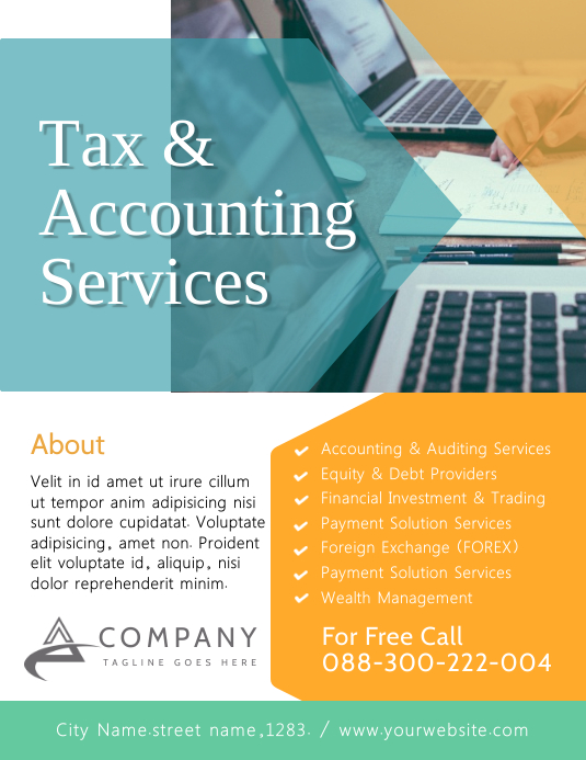 Tax & Consulting Services Flyer Poster Templa Ulotka (US Letter) template