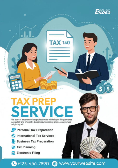 Tax & Prep Service Poster A4 template
