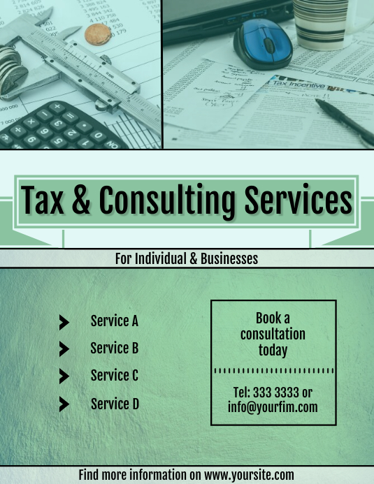 Tax and Consulting Services flyer template PosterMyWall
