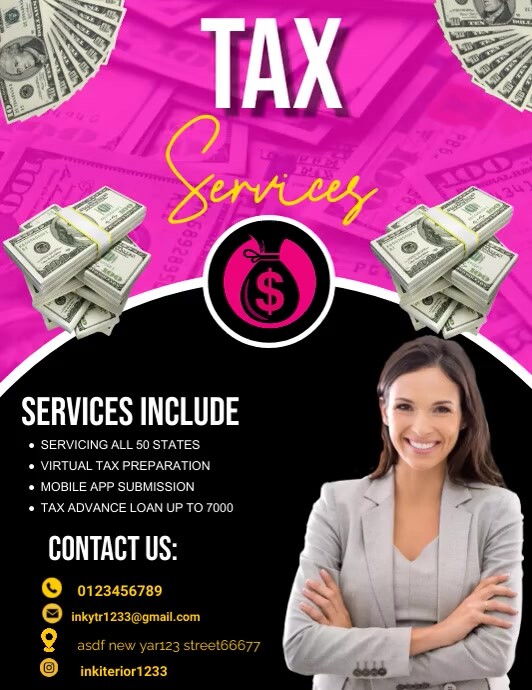 tax flyers Рекламная листовка (US Letter) template