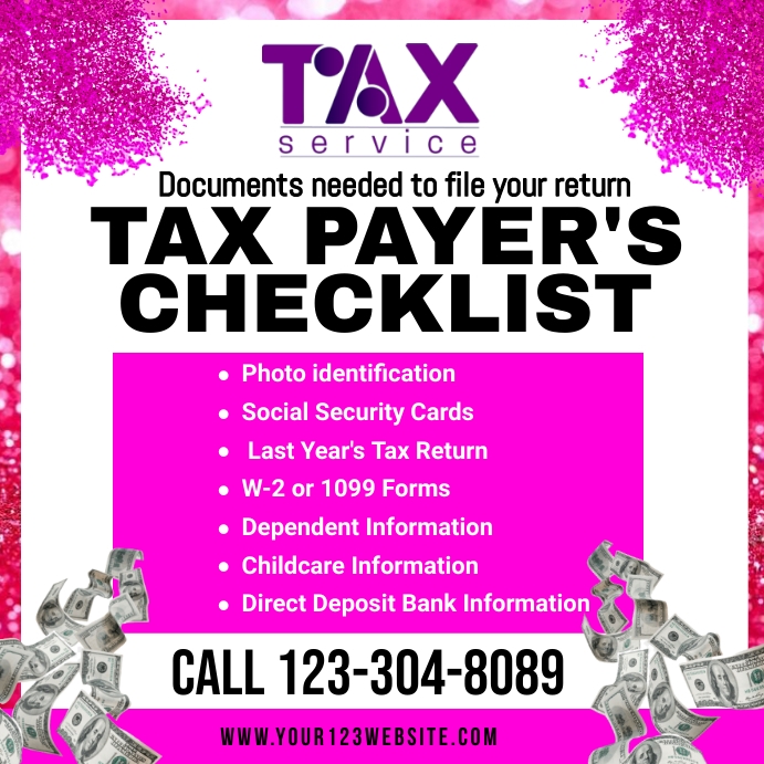 Tax Pay checklist flyer Publicação no Instagram template