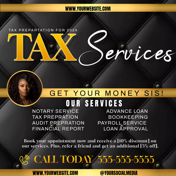 TAX PREP SERVICE FLYER Publicação no Instagram template