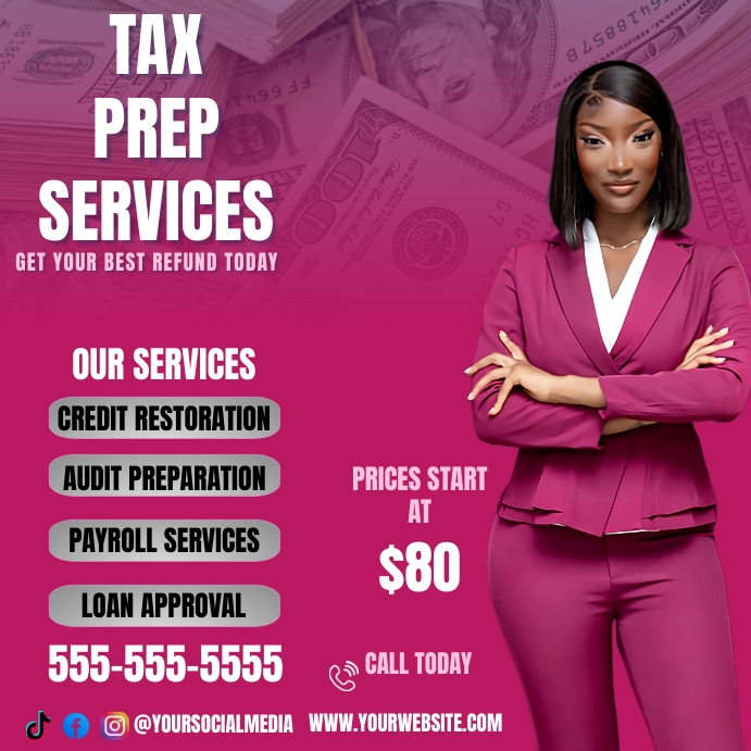 TAX PREP SERVICE FLYER v.4 Template PosterMyWall