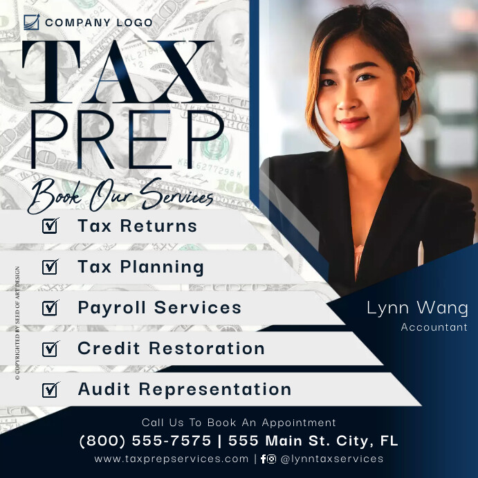 Tax Prep Services Accountant Marketing Ad Template | PosterMyWall