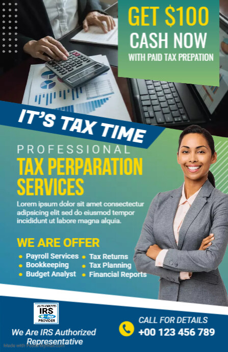 Tax Preparation Tabloid template