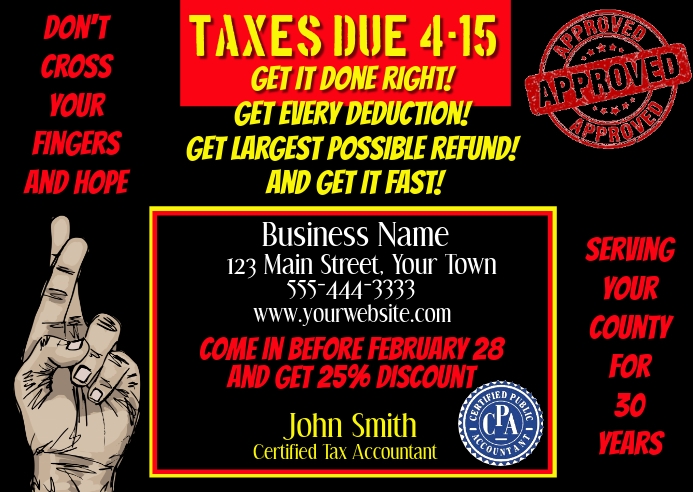 Tax Preparation Postcard Template Postermywall