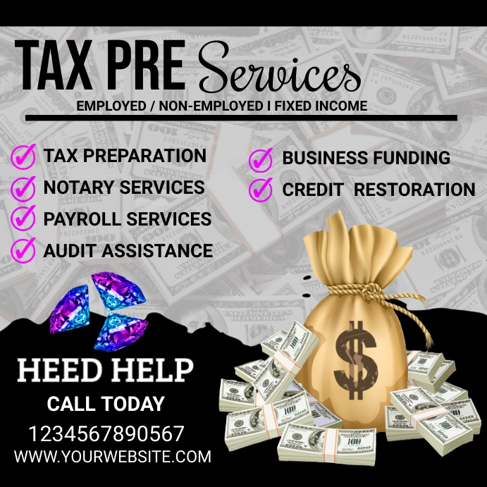 Tax preparation services instagram Flyer Wpis na Instagrama template