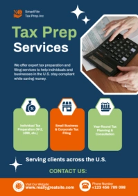Tax Preparation Services Poster Template – Professional Income Tax Filing Flyer A2