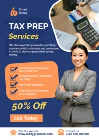 Tax Preparation Services Poster Template – Professional Income Tax Filing Flyer A2