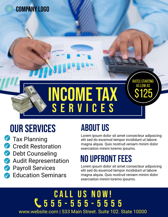 TAX SERVICES Løbeseddel (US Letter) template