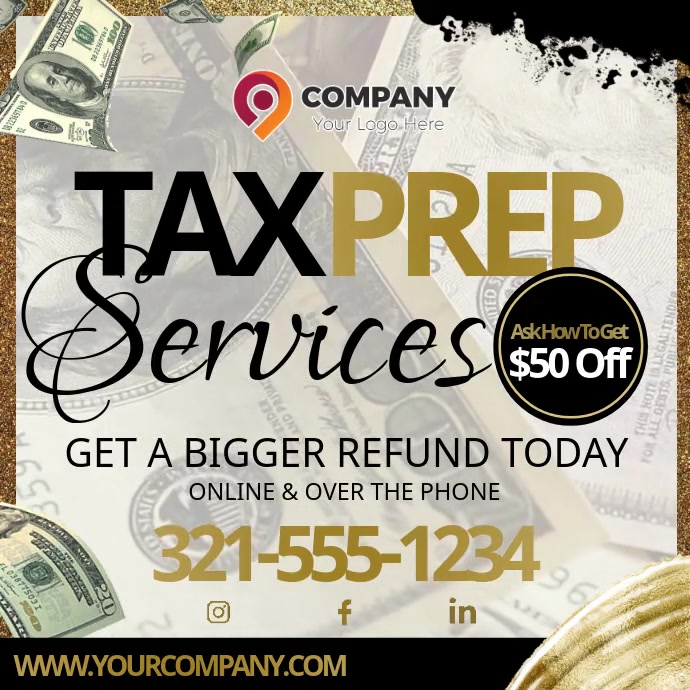 Tax Services Flyer Black & Gold Message Instagram template