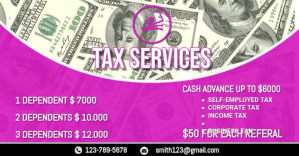 Pink tax  services flyer Facebook Shared Image Template