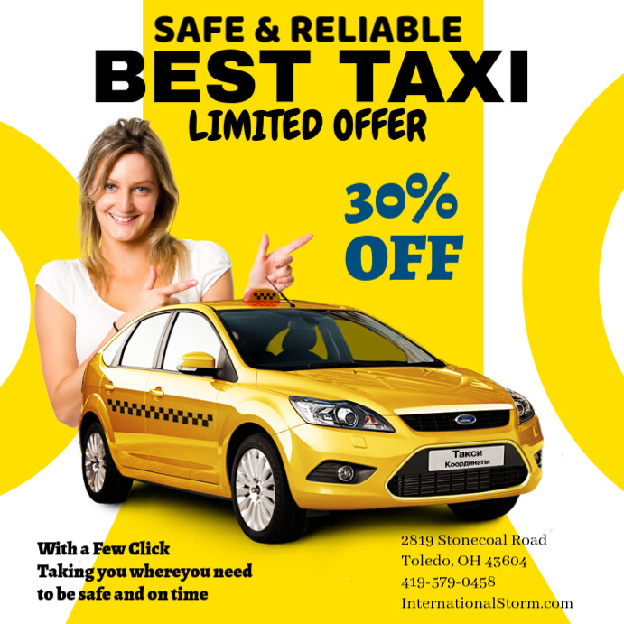 Taxi Hire Services Post Template Design Publicação no Instagram