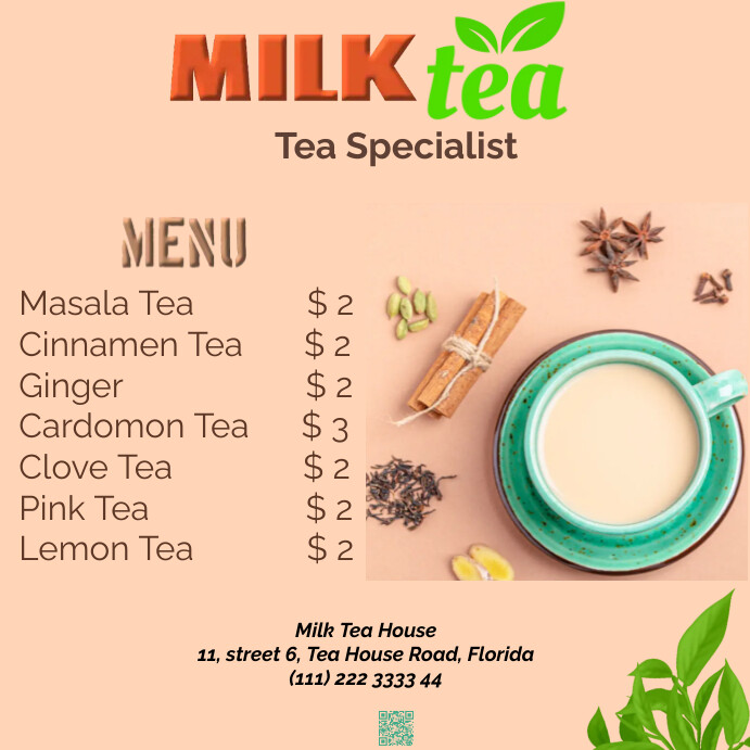 Tea Menu Template | PosterMyWall