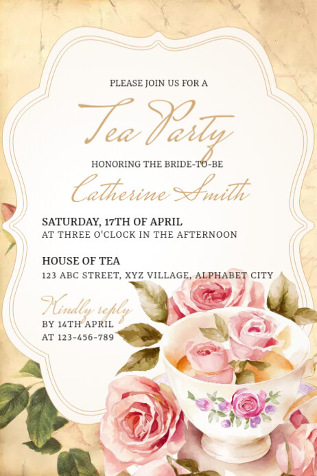 Spring Tea Invitation Tea Party Invitation Template | PosterMyWall