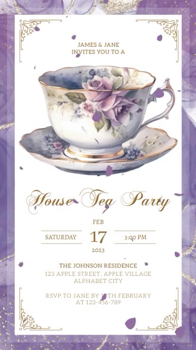 Tea Party Invitation История на Instagram template