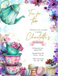 Tea party Invitation template Volante (Carta US)