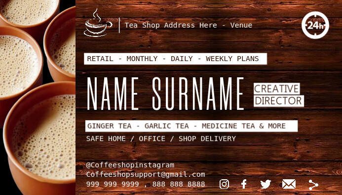 Tea Shop Business Card Template | PosterMyWall