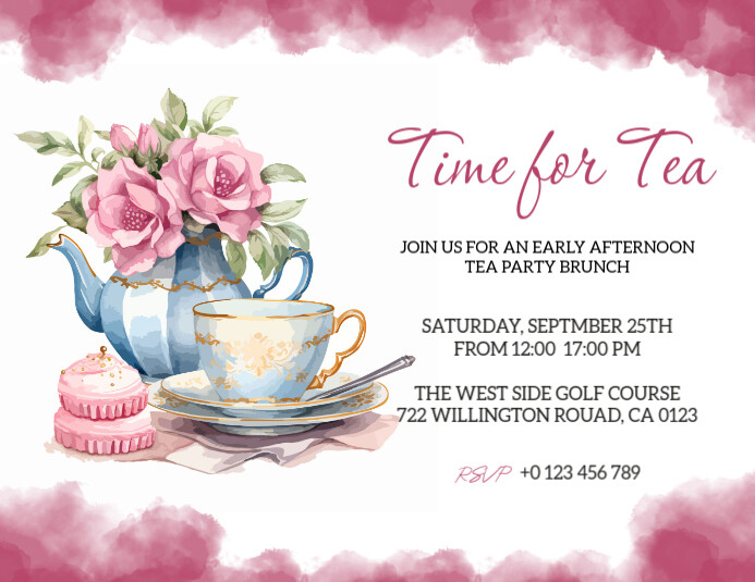 Copie de TEA TIME BIRTHDAY PARTY INVITATION TEMPLATE | PosterMyWall