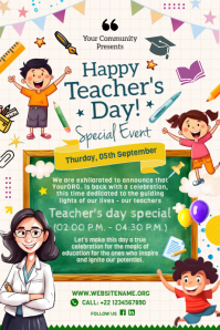 Putih Teacher's Day Celebration Poster Template