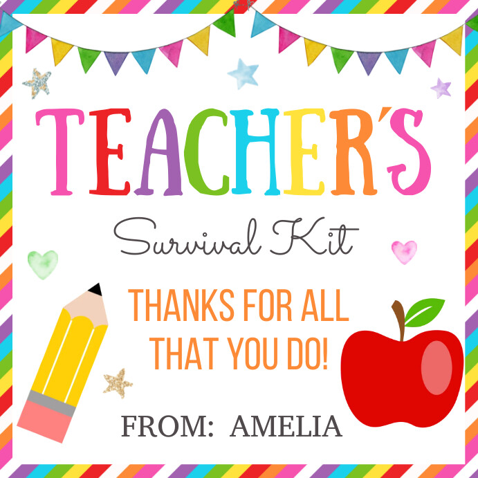 teacher-s-survival-kit-gift-tag-template-postermywall for Teacher Survival Kit Free Printable Teacher's Survival Kit Gift tag Template | PosterMyWall for Teacher Survival Kit Free Printable