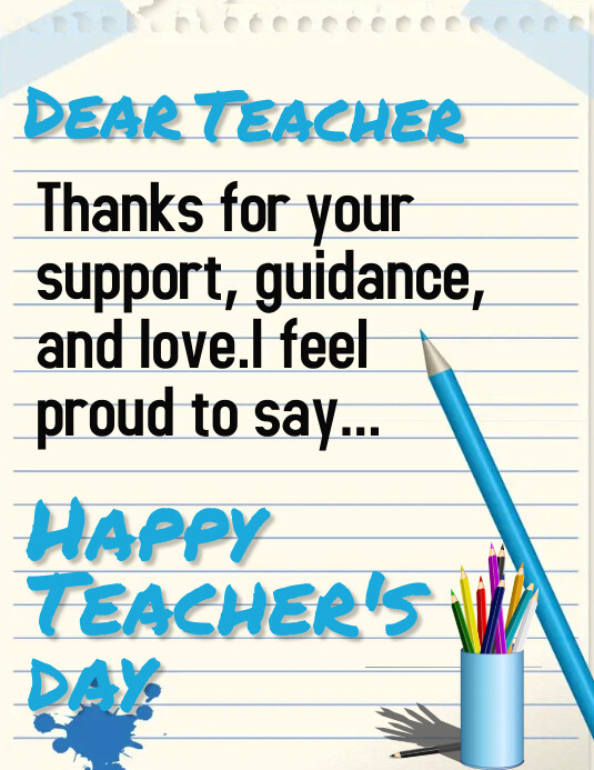 Teacher's day, thank you card,event Template | PosterMyWall