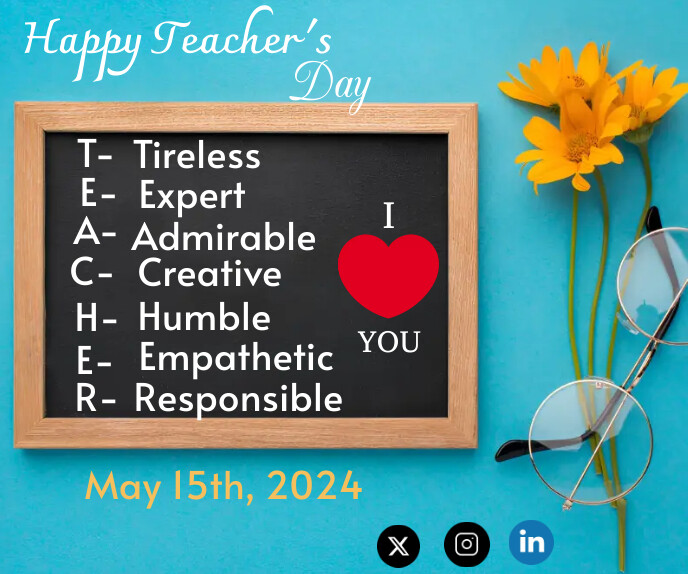Teacher's day celebration rectangle template Duży prostokąt