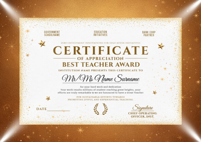 Teacher Appreciation Certificate Template | PosterMyWall teacher-appreciation-certificate-template-postermywall