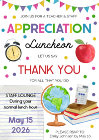 Teacher Appreciation Luncheon Invitation A6 template